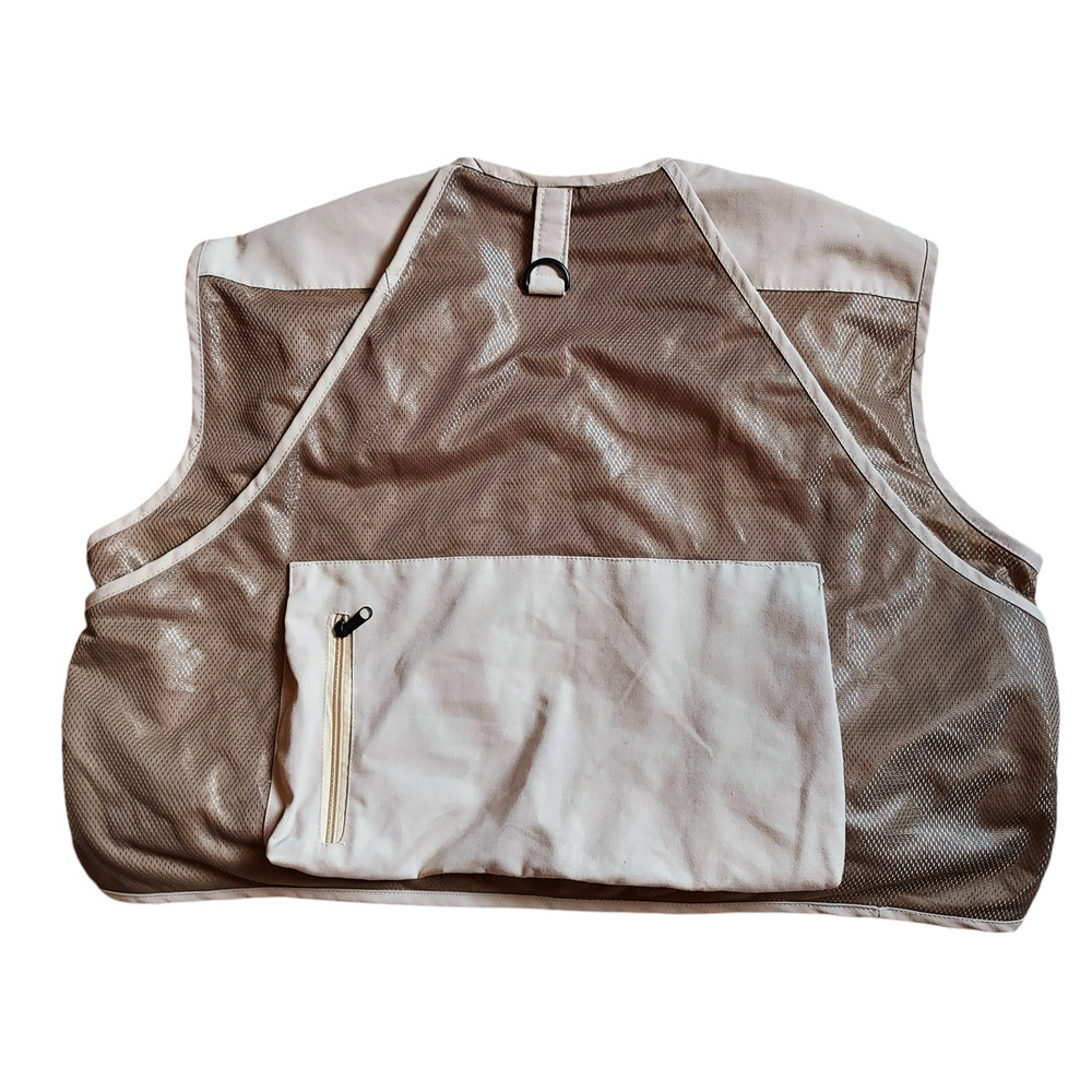 Eagle Claw Deluxe Beige Utility Fly Fishing Vest 10 Pocket Adjustable Zip  Sz XL - Picture 2 of 8